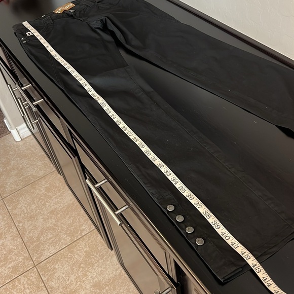 Galliano authentic black denim pants, split hem with buttons, low waist, size 27 - Picture 11 of 14